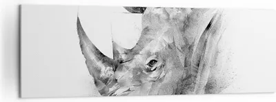 Produktbild von Bild auf Leinwand - Leinwandbild - Einteilig - Nashorn Porträt Grafik - 160x50cm - Wand Bild - Wanddeko - Wandbilder - Leinwanddruck - Bilder - Wanddekoration - Leinwand bilder - AB160x50-4378