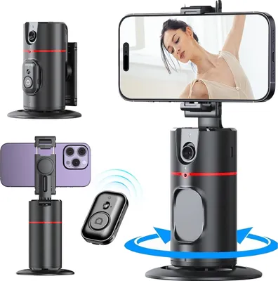 Produktbild von Handy Stativ mit Automatische Gesicht Verfolgung, 360° Drehung Verfolgung Stativ, Keine App, Selfie Stick Stativ mit Fernbedienung und Gestensteuerung
