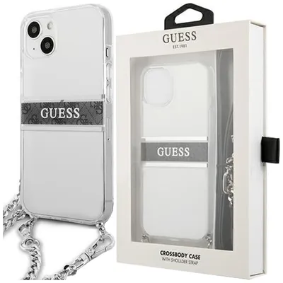 Produktbild von Guess GUHCP13SKC4GBSI iPhone 13 mini 5.4  Transparentes Hartschalenetui 4G Graues Armband Silberne Kette Handyhülle