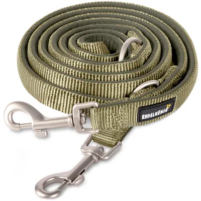 Produktbild von RUDELKÖNIG Führleine Bella in khaki – 2,30 m verstellbare & gepolsterte Hundeleine für große Hunde