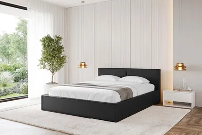 Produktbild von ALTDECOR Polsterbett mit Bettkasten - EMMI-v1 - 180x200 Schwarz Kunstleder - Bett mit Matratze H3/H4, Kopfteil, Boxbett, Doppelbett mit Stauraum