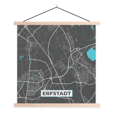 Produktbild von MuchoWow® Textilposter Deutschland - Blau - Erfstadt - Stadtplan - Karte 40x40 cm mit holzfarbenen Rahmen - Posterleiste