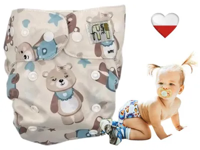 Obrázek produktu pro Opakovaně použitelné bambusové plenky NappiMe, motiv "Medvídek"