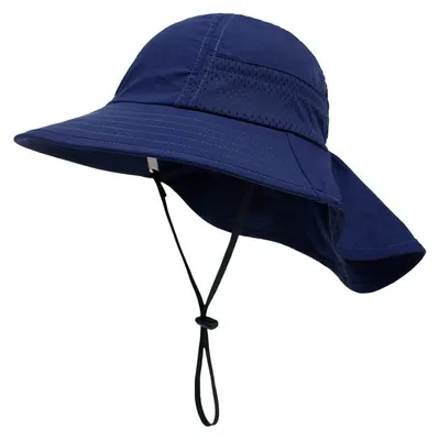 Produktbild von Baby Sonnenhut mit Nackenschutz für Mädchen und Jungen, atmungsaktiv, verstellbar, für 2-6 Jahre, C-Navy blau
