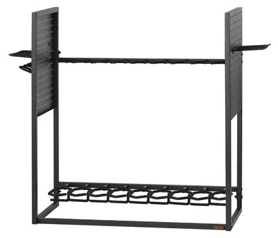 Immagine prodotto di Porta armi da terra, in acciaio robusto, per uso interno. Supporto indipendente per fucili e pistole, con portacaricatori. Può contenere fino a 9 fucili e 4 pistole, ideale per l'organizzazione di armi in garage o in casa