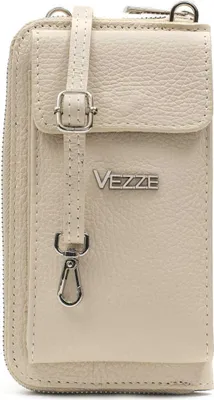 Produktbild von Damentasche Leder Vezze Felicita – Kleine elegante Handtasche Damen Echtleder Mobiltelefon Ecru