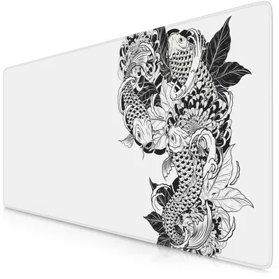 Produktbild von TITANWOLF - XXL Speed Gaming Mauspad 900 x 400mm - XXL Mousepad - Tischunterlage Large Size - verbessert Präzision und Geschwindigkeit - Koi Tattoo 3 White