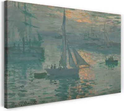 Produktbild von Leinwandbild (120x80cm): Claude Monet - Impression, Sonnenaufgang (1873), echter Holz-Keilrahmen inkl. Aufhänger, handgefertigt in Deutschland