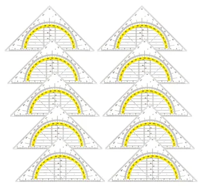 Produktbild von Set mit 10 transparenten Geodreiecken, jeweils 15,5 cm groß