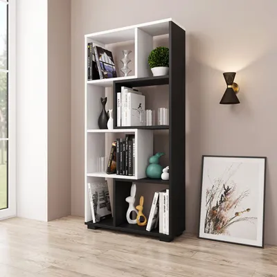 Produktbild von Bücherregal Split Raumteiler 60x20x120cm schwarz weiß