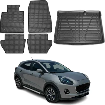 Immagine prodotto di Fußmatten & Kofferraumwanne Set für Ford Puma Untere 2020-2025 Gummi Schwarz 5x