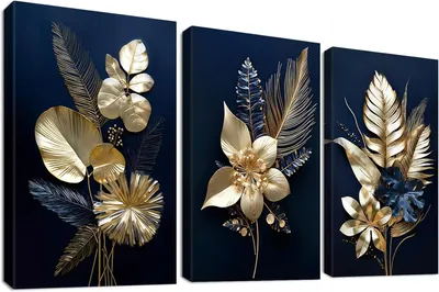 Produktbild von Bild auf Leinwand Botanical Blumen Beige-Blau Stilvoll 150x70 cm