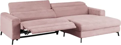 Produktbild von KAWOLA Sofa LAISKA Ecksofa Relaxfunktion teilmotorisch Cord rosa Longchair rechts