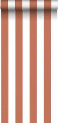 Immagine prodotto di Sanders & Sanders carta da parati a strisce terracotta e bianco 0.53 x 10.05 m
