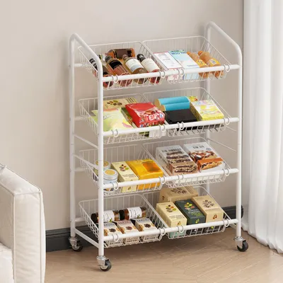 Immagine prodotto di Omgoods - Carrello da cucina con 4 ripiani e 8 cesti