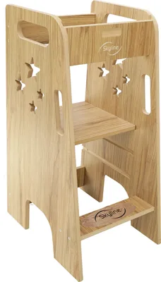Produktbild von Skyline Steh und Lernturm Baby ab 1 Jahr Montessori Learning Tower Höhenverstellbar Tritthocker Kinder Indoor Möbel Kinderzimmer Trittschemel Kitchen