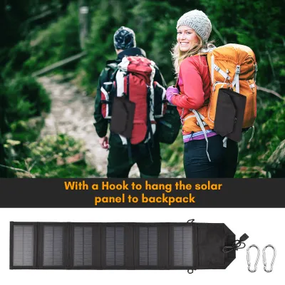 Obrázek produktu pro 10,5W Přenosná solární nabíječka, skládací solární panel s USB, přenosný solární zdroj s USB výstupem
