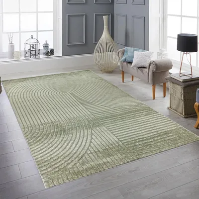 Obrázok produktu pre Koberec do obývačky s 3D efektom s oblúkovým vzorom v zelenej farbe Veľkosť - 140 x 200 cm