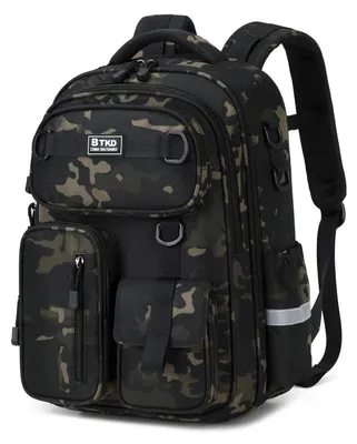 Immagine prodotto di Zaino per ragazzi, ergonomico, con elementi riflettenti, motivo camouflage nero