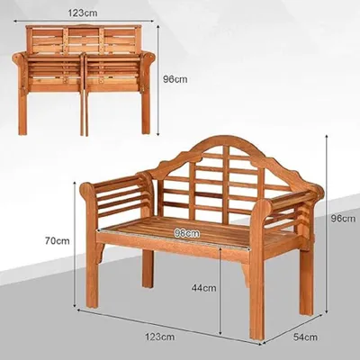 Immagine prodotto di Panca da giardino in legno - Arredo da giardino - Panca da esterno - Panca pieghevole - Panca per balcone - Panca in legno di acacia