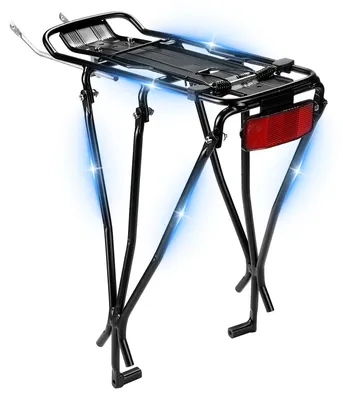 Produktbild von Fahrradträger aus Aluminiumlegierung mit Reflektor und Schnellverschluss.