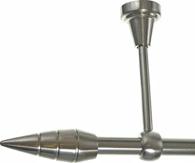 Produktbild von Gardinenstange Set Edelstahl Look Metall Ø 16mm zur Deckenträger 1-lauf Spitze, Länge wählbar H14 E18