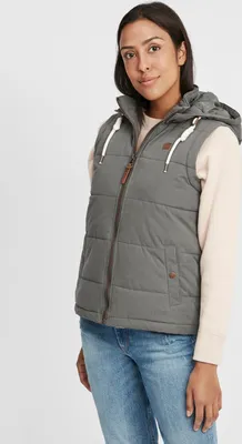 Produktbild von OXMO OXLew Damen Weste Steppweste Outdoor Weste mit Kapuze Eingrifftaschen Baumwollmischung Regular fit