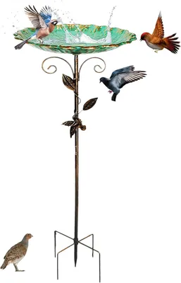 Productafbeelding van Vogelbad staand 78 cm, metaal, winterbestendig, voor tuin