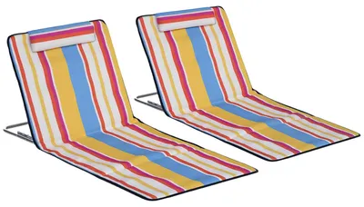 Produktbild von Strandmatte 2er-Set Verstellbar Faltbar 124x53x37-50 cm Mehrfarbig Gepolstert