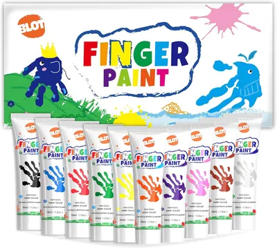 Productafbeelding van Vingerverf voor Kinderen 10 x 36ml Niet-giftige Wasbare Vingerverf Set Vroeg Lerend Kinderen voor Schilderen Geschenken, Leeftijd 3+