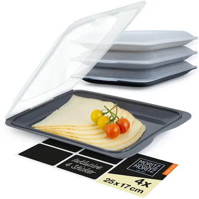 Produktbild von Moritz & Moritz 4er Set Aufschnittbox stapelbar – Frischhaltedosen mit Deckel zu