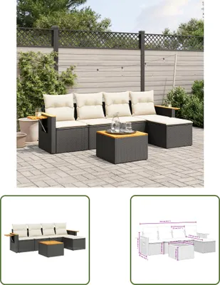 Produktbild von The Living Store 6-tlg. Garten-Sofagarnitur mit Kissen Schwarz Poly Rattan