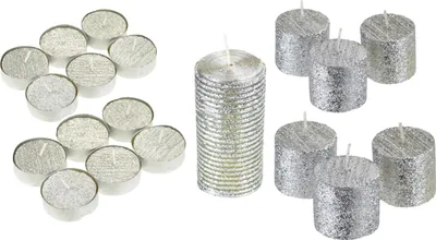 Immagine prodotto di Set di candele con glitter argento
