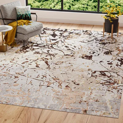 Obrázok produktu pre Tapiso koberec GOLDEN Moderný krátky vlas krémovo hnedý ÖKOTEX 80 x 150 cm