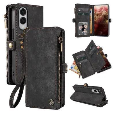 Produktbild von Handy Hülle für Samsung Galaxy S25 Edge Geldbeutel Geldbörse RFID Schutz Klapphülle Cover Schutzhülle Wallet Farbe: Schwarz