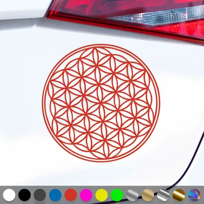 Produktbild von PantherPixel Blume des Lebens Aufkleber Lebensblume Yoga Sticker Auto Geschenkidee Farbe Rot
