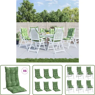 Produktbild von The Living Store Hochlehner-Auflagen 6 Stk. Blattmuster Oxford-Gewebe