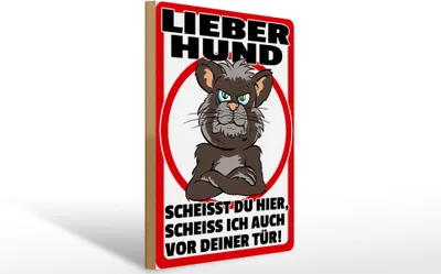 Produktbild von Holzschild Hinweis lieber Hund scheißt Du hier, 40 x 30 cm, Holzschilder Tiere Achtung
