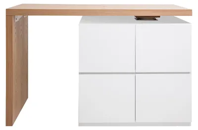 Produktbild von Miliboo - Modularer Stehtisch mit Stauraum in Mattweiß und Eiche H91 cm MAX