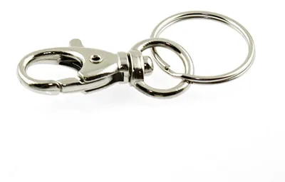 Produktbild von Vintageparts Karabinerhaken mit Drehkupplung und Schlüsselring silberfarben 40mm 2 Stück