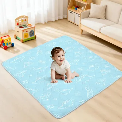 Imagen del producto de Solidchoice - Alfombra de juego para bebés, 127 x 127 cm, suave y lavable, ideal para el tiempo boca abajo