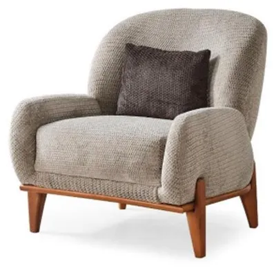 Image de Fauteuil à oreilles Fauteuil en tissu Gris Rembourré Assise Salon monoplace