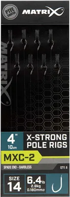 Produktbild von Matrix MXC-2 - Gr. 14 Barbless / 0,18mm / 4" (10cm) X-Strong Pole Rig - 8 Stk.