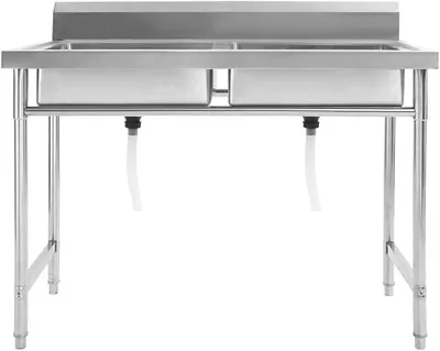 Produktbild von Küchenspüle Doppelbecken Spültisch Gastrospüle Spülbecken Edelstahlspüle Gastro Gastronomie Spüle Arbeitstisch Waschbecken Edelstahl