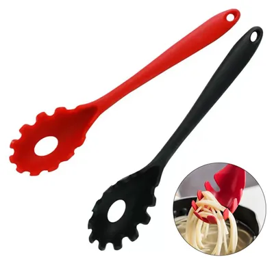 Spaghettilöffel-Set aus Silikon, 2 Stück, hitzebeständig, 28,5 cm