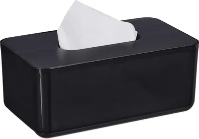 Produktbild von Relaxdays Tücherbox mit Deckel, für Bad, Taschentuchbox, modernes Design, HxBxT: 10 x 23 x 13 cm, Kunststoff, schwarz