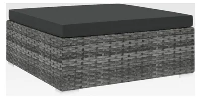 Produktbild von Modularer Fußhocker mit Auflagen, Poly Rattan Grau, 70x70x26cm, wetterfest für Gartenmöbel