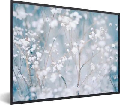 Produktbild von MuchoWow® Gerahmtes Poster Äste - Schnee - Winter - Natur - Botanisch 80x60 cm - Poster mit Schwarzem Bilderrahmen Wandposter Rahmen Foto Bilder - Schwarzem - Mit Gestell