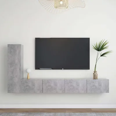 Produktbild von The Living Store 3-tlg. TV-Schrank-Set Betongrau Holzwerkstoff