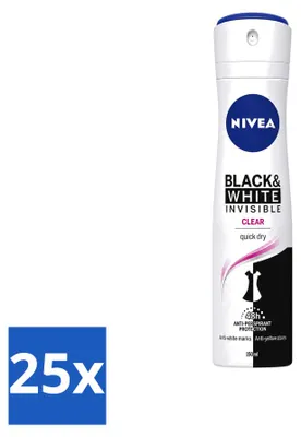 Produktbild von 25 x Nivea Deospray Invisible Black & White - 150 ml - Vorteilspackung - 25 Stücke